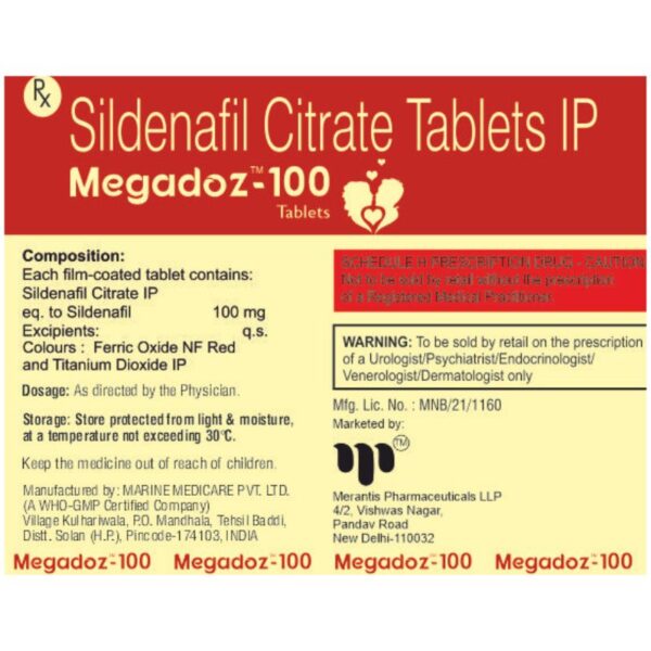 Megadoz 100 - Sildenafil 100mg Tab-(4 Tab) with MonoCarton - Image 3