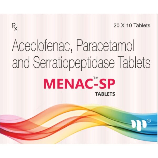 Menac- SP - Aceclo 100mg + PCM 325 mg +Serratio 10mg Tab-(10Tab)